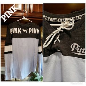PINK Victoria's Secret Loose Fit Blue & Grey Logo